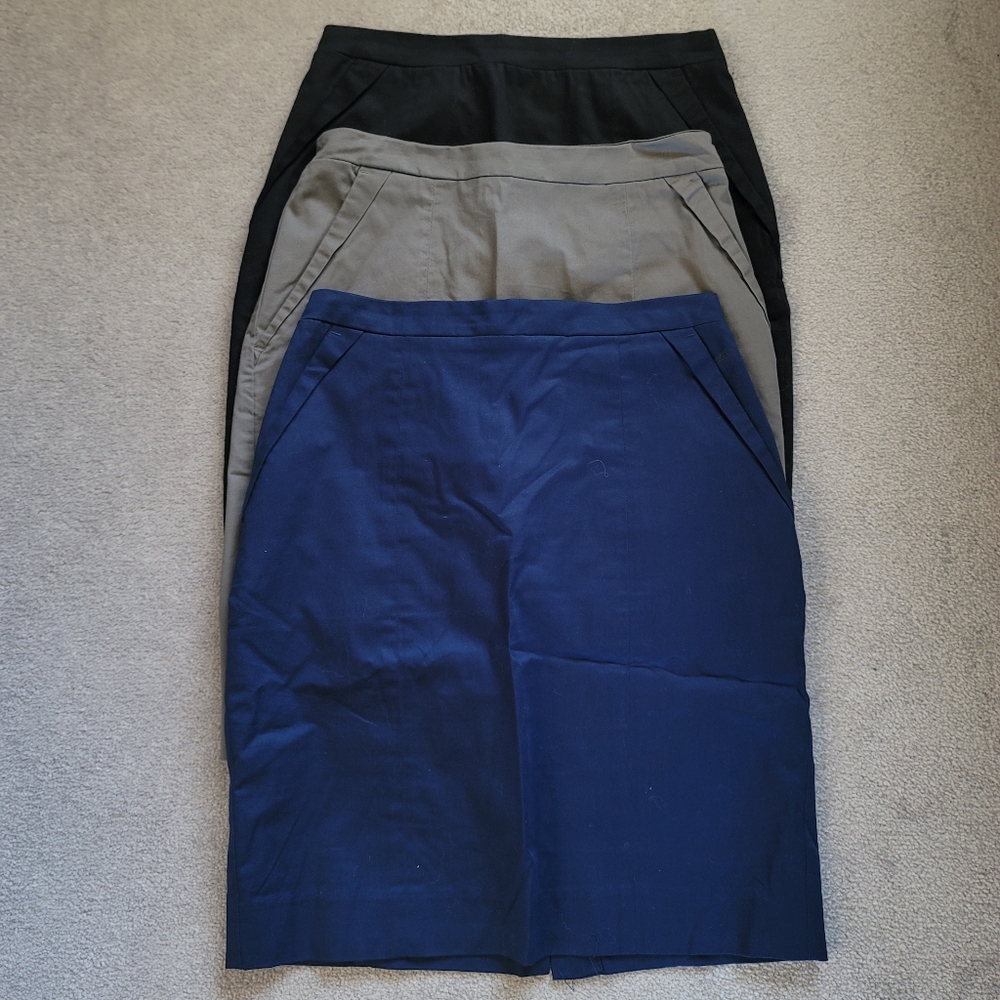3 H&M Pencil High Waisted Skirts Navy Black Gray Size 4